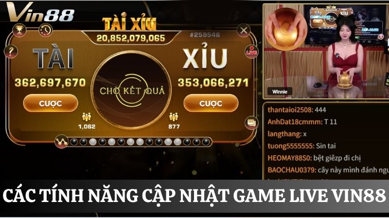 tính năng Trực tiếp game Vin88